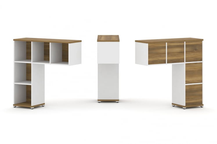 Надставка на стол низкая односторонняя + задняя стенка 5шт. CОНCЕПТ CН.ОНН-001 Сандал Янтарный Белый бриллиант Белый металл / CONCEPT CN.ONN-001_0