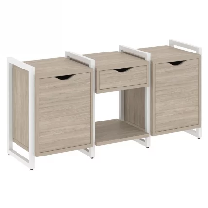 Тумба на регулируемых опорах наборная. Вариант №7 ЛОФТ ВР.Л-ТН-7.О Металл белый Дуб Аттик / LOFT VR.L-TN-7.O_0