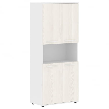 Шкаф с двумя комплектами глухих малых дверей ЕДИС ЕХCС 85.4 Ясень Траун Белый Белый / EDIS EHCS_0