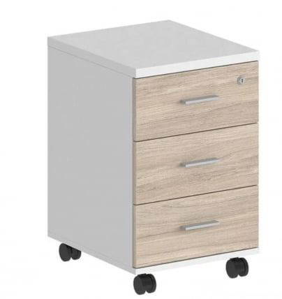 Тумба мобильная с тремя ящиками Сигма СГ.611.ВХ.ОЛ.М Белый Дуб светлый / Sigma SG.611.WH.OL.M_0