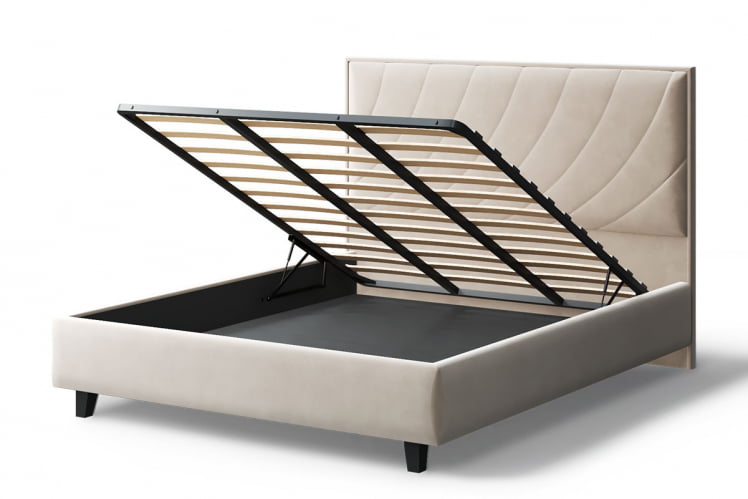 Кровать СОФИЯ 2000*1600мм (на опорах), велюр Бренди лайт 03 (бежевый), (б/основания, б/матраса)_3