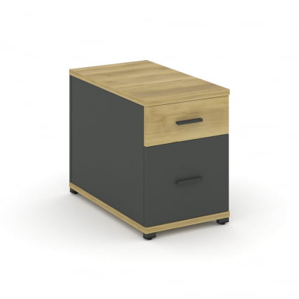 Тумба опорная/приставная с ящиком и распашным фасадом CОНCЕПТ CН.ТГО-004 Б/В Дуб Винченцо Антрацит / CONCEPT CN.TGO-004 B/W_0