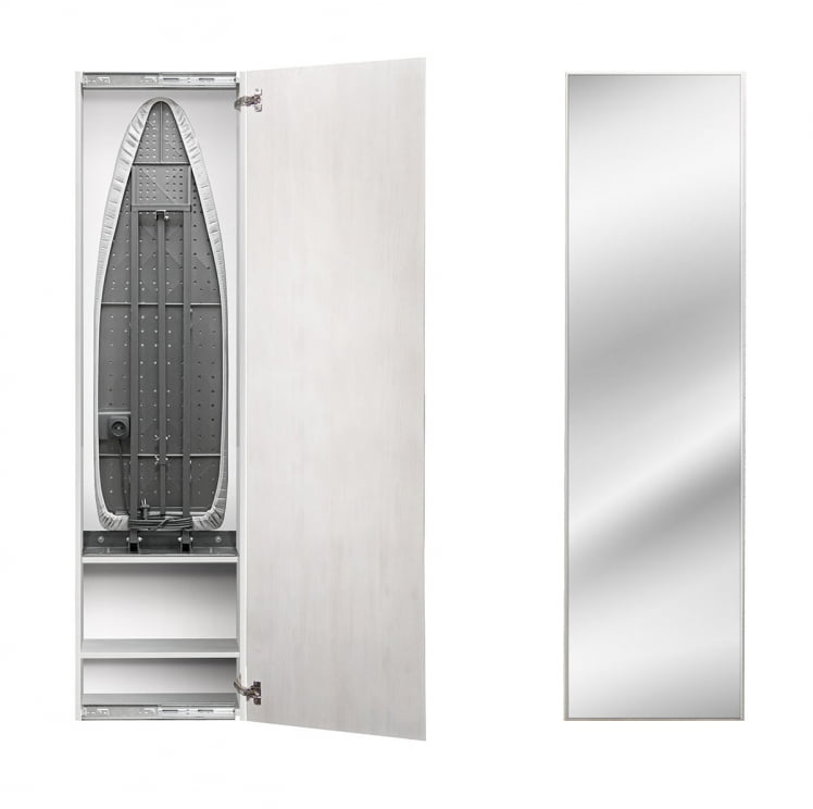 Шкаф со встроенной гладильной доской Ирон Бокс Принт (правый) Беленый дуб / Iron Box Print_0