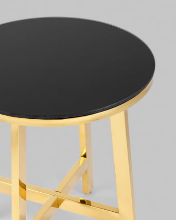 Журнальный стол АЛЬБА 50кс50 Золото (стекло черное) / 50x50_4