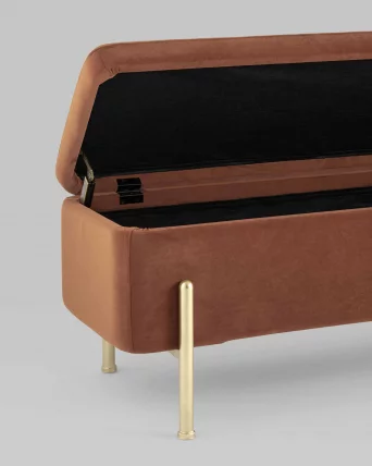 Банкетка с ящиком Болейн голд велюр Терракотовый / gold_5