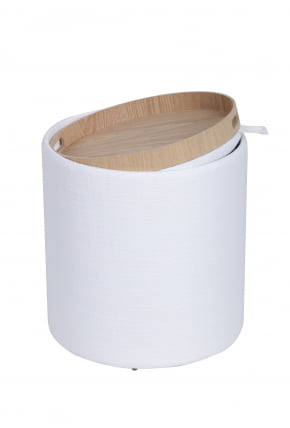 Пуф-столик с ящиком Хюгге С рогожка Белый / S_5