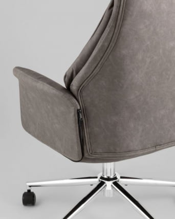 Кресло офисное ТопЧаирс Неома серый экокожа / TopChairs Neoma_5