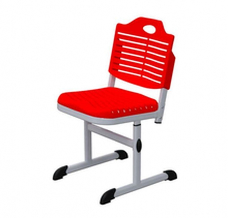 Ученический стул пластиковый (рост 3-5) Красный/Каркас серый_0