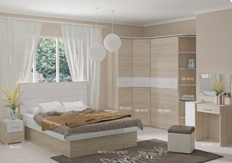 Кровать Импульс СН16.13 Дуб сонома/белый глянец / SN16.13_1