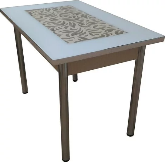 Стол обеденный Прямоуг. ажур ХРОМ Р-26 белая ЛДСП белый_0