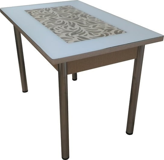 Стол обеденный Прямоуг. ажур ХРОМ Р-3 белая ЛДСП белый_0