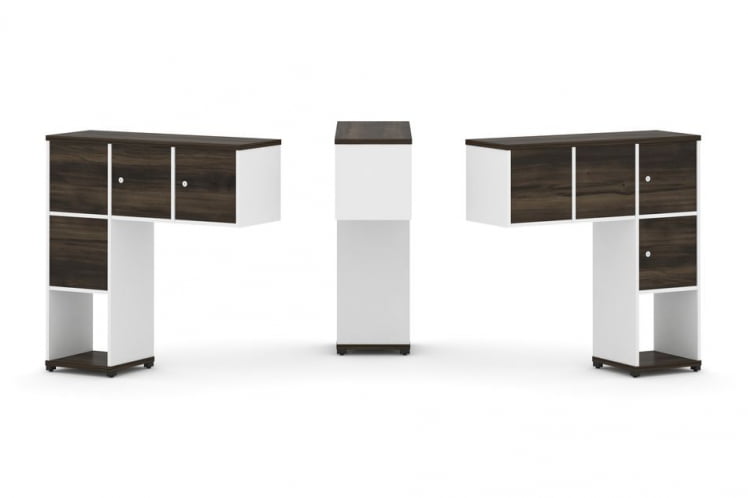 Надставка на стол низкая двухсторонняя + задняя стенка (4 шт.) + распашной фасад (4 шт.) CОНCЕПТ CН.ДНН-002 Дуб Мали Белый бриллиант Черный металл / CONCEPT CN.DNN-002_0