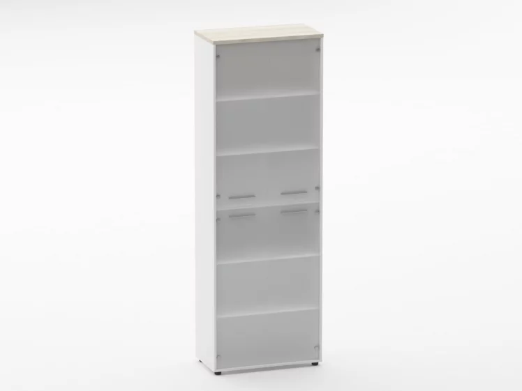 Шкаф 5 широкий закрытый, 4 стеклянные двери Дека 10.23.171 Дуб Сантана светлый/Белый / Deka_0