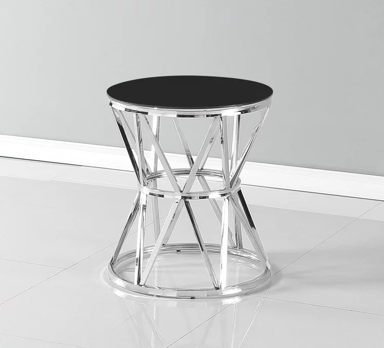 Журнальный стол ВИВА 50кс50 Серебро (стекло черное) / 50x50_1