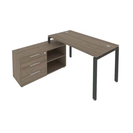 Рабочая станция на П-образном м/к с опорной тумбой левая Метал Сйстем Б.РС-СТС-2.3 Л Вяз/Антрацит / Metal System_0