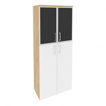 Шкаф высокий широкий ОНИКС О.СТ-1.7Р блаcк Тиквуд Светлый/Белый / ONIX O.ST-1.7R black_0