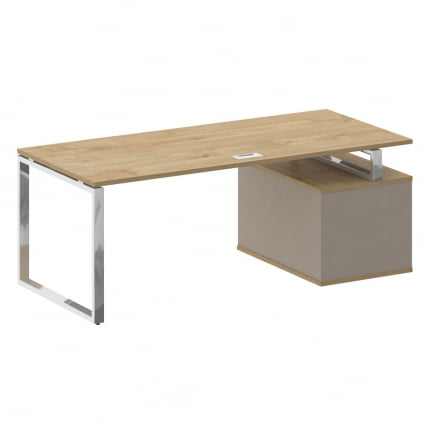 Стол руководителя с опорной тумбой , левый СХИФТ СК.СРТ-200 (Л) Тиквуд Светлый/Капучино / SHIFT SK.SRT-200 (L)_1