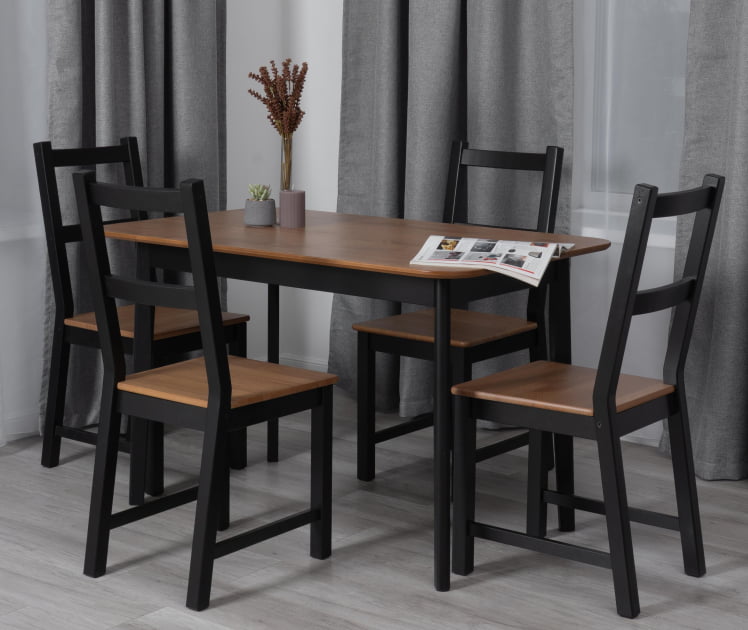 Стол Соната Люкс раздвижной/Соната Лукс екстенсион табле массив сосны, антик/черный, 120-(150)х75х73 см / раздвижной/Sonata Lux extension table_15