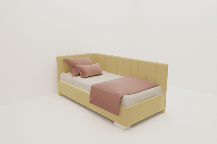 ДЕТСКАЯ МЯГКАЯ ИНТЕРЬЕРНАЯ КРОВАТЬ ТЕРРА БЕЗ ОСНОВАНИЯ (БЕРХОУСЕ) Цвет фасада: Желтая охра; Материал фасада: Металл/Велюр; Спальное место: 1200х1900 / (BERHOUSE)_0