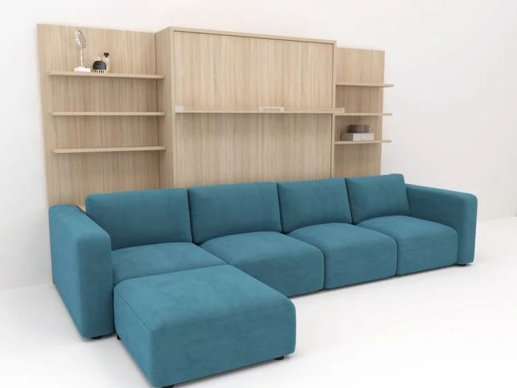 Диван кровать трансформер Смарт 1 П+КД+П+Пуф 1400 Ясень шимо темный_0