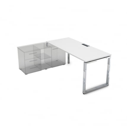 Стол рабочий, прямолинейный три опоры, левый ГЛОСС ЛИНЕ НСТЛ-О.996 Белый Премиум / GLOSS LINE_0