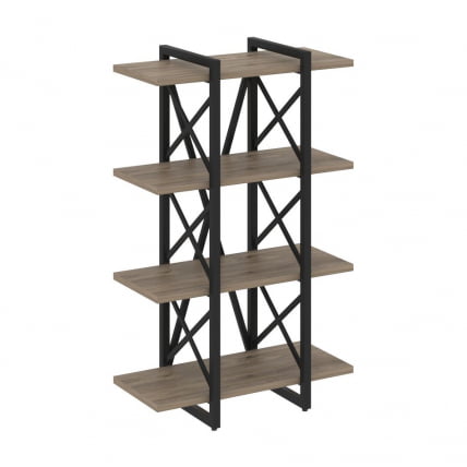 Стеллаж на регулируемых опорах - 4 полки ЛОФТ ВР.Л-МСТ.О-4.4В Металл черный Тиквуд темный / LOFT VR.L-MST.O-4.4V_0