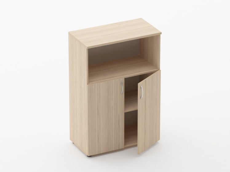 Шкаф средний полуоткрытый Глассй 6.12.121 Дуб молочный / Glassy_1