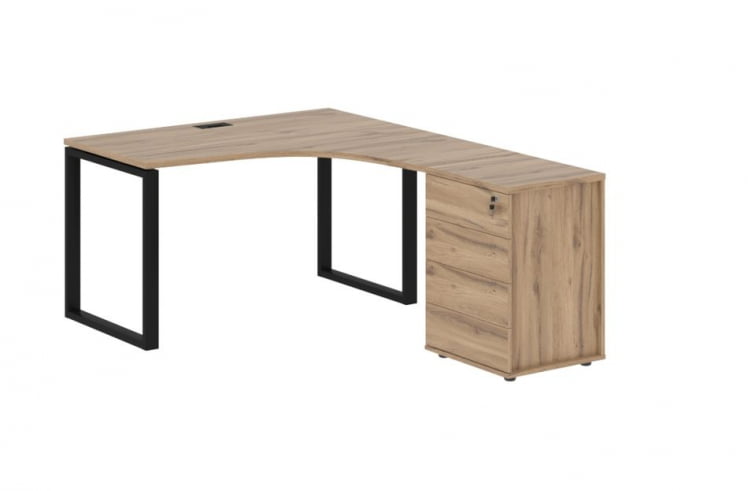 Стол эргономичный с тумбой правый ЕДИС ЕКCЕТ 1318 Р Дуб Денвер светлый Черный / EDIS EQCET R_0