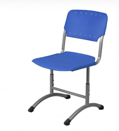 Стул ученический регулируемый (рост 3-5) 460х530 мм Пластик Синий РАЛ 5002/Металл Серый / RAL_0