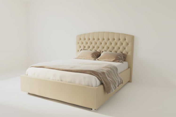 Мягкая интерьерная кровать &куот;Берлин&куот; без основания Цвет фасада: Бежевый; Цвет корпуса: Бежевый; Материал фасада: Искусственная кожа; Размер: 900х2000 мм; Спальное место: 900х2000 мм / "Берлин"_0