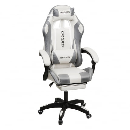 Кресло 1208, замша, цвет бело-серый с массажем, арт 1208-Вхите-Грей / 1208-White-Grey_0