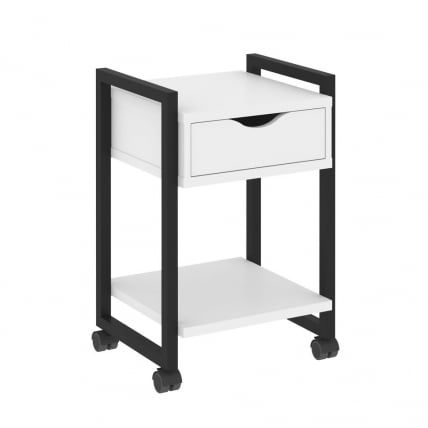 Тумба на колесных опорах с ящиком и полкой ЛОФТ ВР.Л-Т1.К Металл черный Белый Бриллиант / LOFT VR.L-T1.K_0