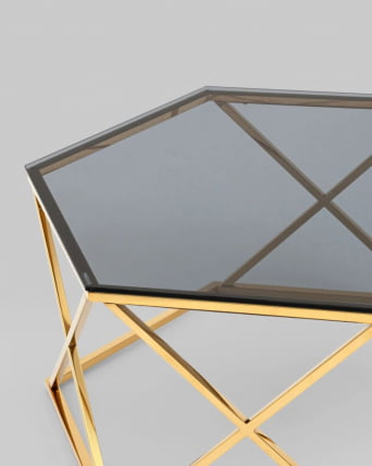 Журнальный столик Круз 93*80 стекло смоке сталь Золото / smoke_4