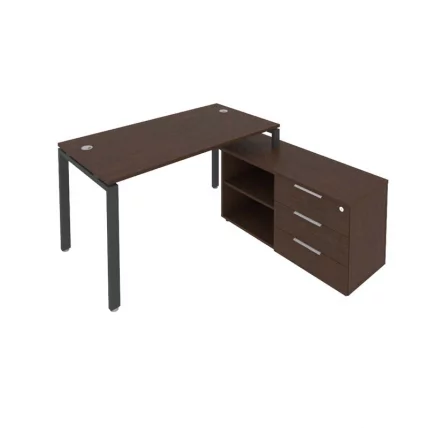 Рабочая станция на П-образном м/к с опорной тумбой правая Метал Сйстем Б.РС-СТС-2.3 Пр Венге/Антрацит / Metal System_0