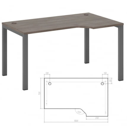 Стол эргономичный правый на металлоопорах Нев Лине НЛН36322734 Дуб шамони темный / New Line NLN36322734_1