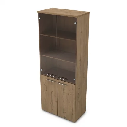 Шкаф высокий со стеклом ГЛОСС ЛИНЕ 9НШ.005.12 Теаквоод / GLOSS LINE Teakwood_0