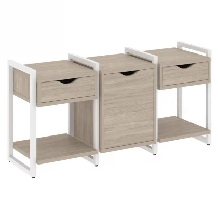Тумба на регулируемых опорах наборная. Вариант №6 ЛОФТ ВР.Л-ТН-6.О Металл белый Дуб Аттик / LOFT VR.L-TN-6.O_0