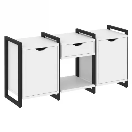 Тумба на регулируемых опорах наборная. Вариант №7 ЛОФТ ВР.Л-ТН-7.О Металл черный Белый Бриллиант / LOFT VR.L-TN-7.O_0