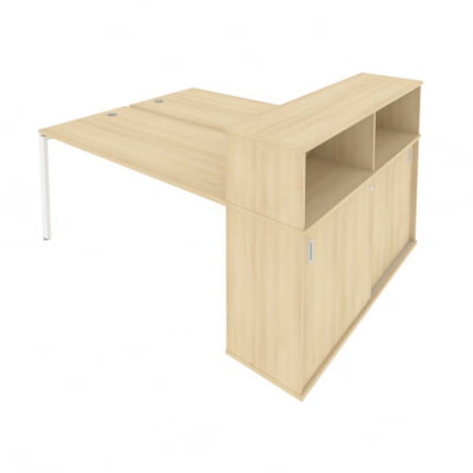 Рабочая станция с опорным шкафом-купе Метал Сйстем Б.РС-СШК-2.4 Акация/Белый / Metal System_0