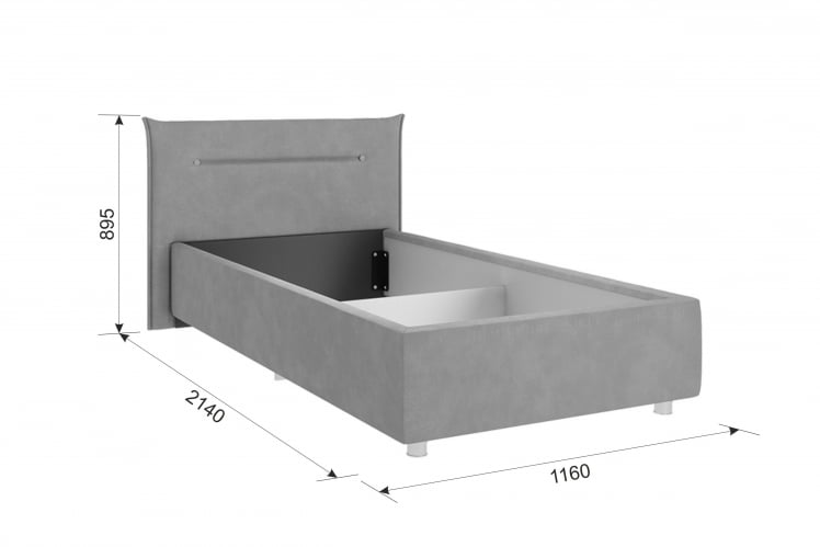 Кровать 0.9 Квест с основанием ЗО.КМ0.9-03 персик (велюр) / ZO.KM0.9-03_2