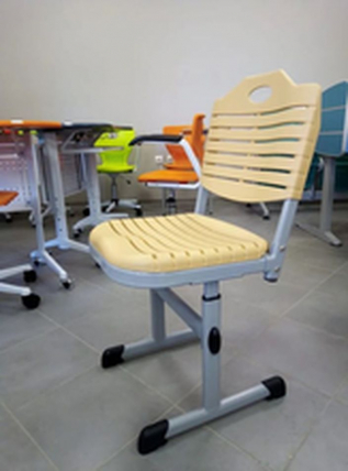 Ученический стул пластиковый (рост 5-7) Бежевый/Каркас серый_2