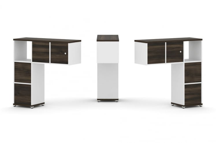 Надставка на стол низкая двухсторонняя + задняя стенка (4 шт.) + блок с 2-мя ящиками (2 шт.) + распашной фасад (2 шт.) CОНCЕПТ CН.ДНН-004 Дуб Мали Белый бриллиант Белый металл / CONCEPT CN.DNN-004_0