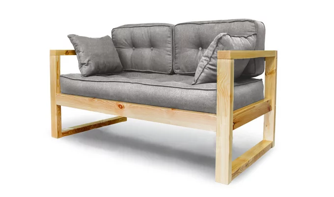 Диван двухместный ДЕмоку Д-2 серебристо-серый_натуральный / DEmoku_0