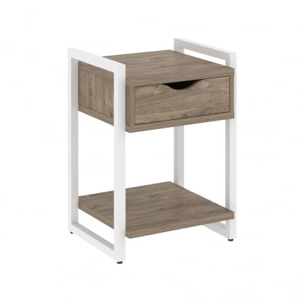 Тумба на регулируемых опорах с ящиком и полкой ЛОФТ ВР.Л-Т1.О Металл белый Тиквуд темный / LOFT VR.L-T1.O_0