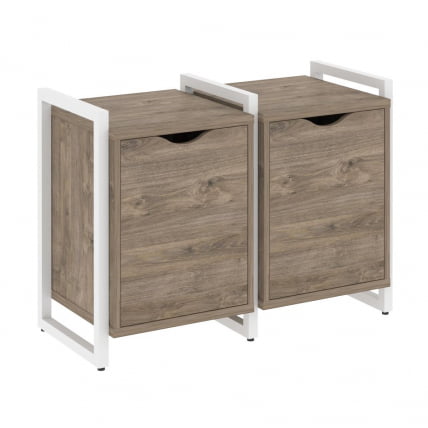 Тумба на регулируемых опорах наборная. Вариант №2 ЛОФТ ВР.Л-ТН-2.О Металл белый Тиквуд темный / LOFT VR.L-TN-2.O_0