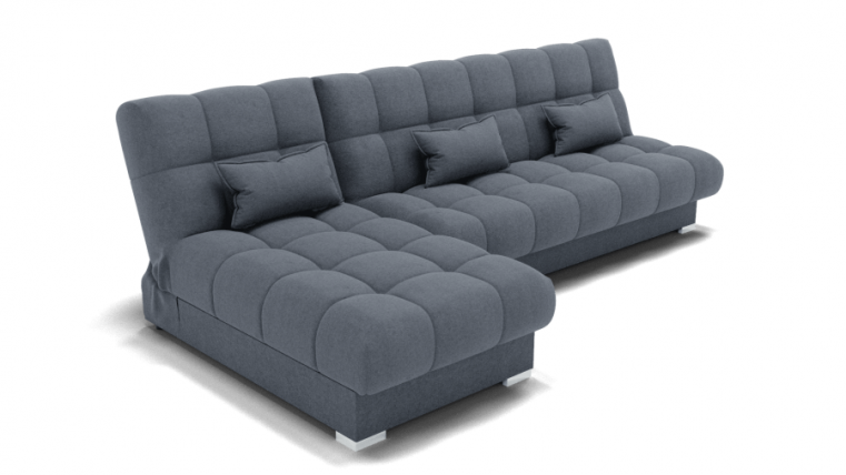 Диван Фиеста-2 угол левый/правый (ЗР) Цвет фасада: Серый; Тип: Левый/правый; Материал фасада: Металл/Велюр_0