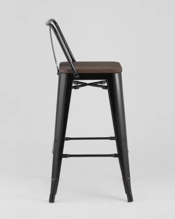 Стул полубарный Толикс Воод со спинкой Черный / Tolix Wood_3