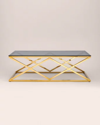 Стол журнальный ИНСИГНИЯ 120кс60 Золото стекло смоке / 120x60 smoke_2