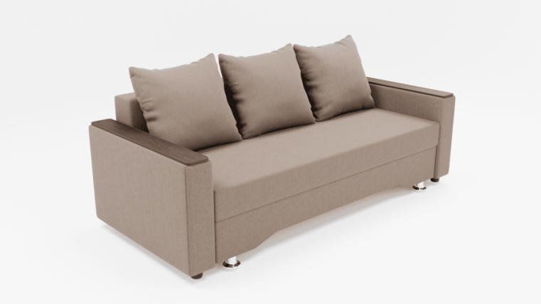 Диван Квадро-2 ПБ (ЗР) Цвет фасада: Светло коричневый; Тип: Прямой; Материал фасада: Металл/Велюр_0