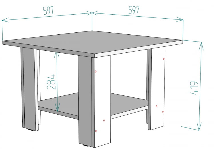 Стол журнальный ТC2 419х597х597 Белый / TC2_1